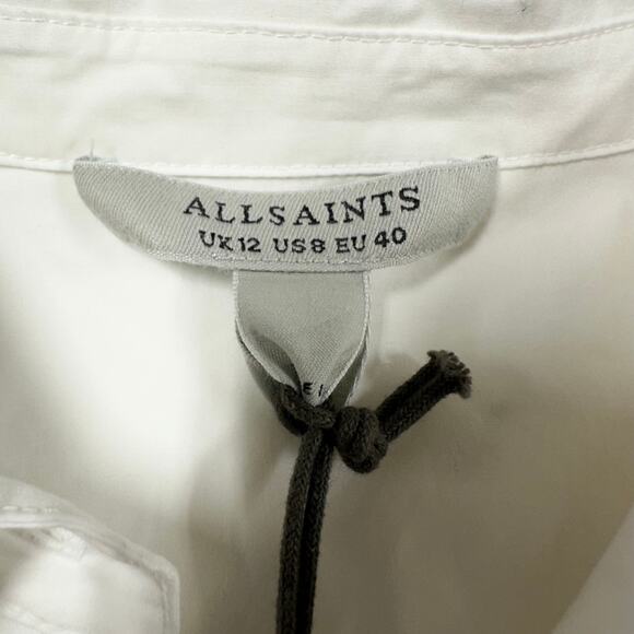 AllSaints NWT Avril Oversize Pintuck Pleat Cotton Shirt White Size 8 100% Cotton - Picture 4 of 10